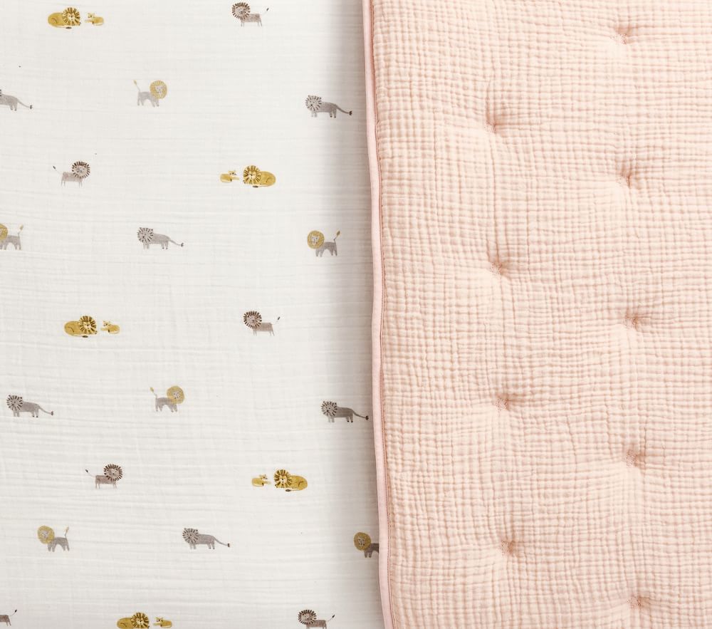 Lion Organic Muslin Cot Fitted Sheet